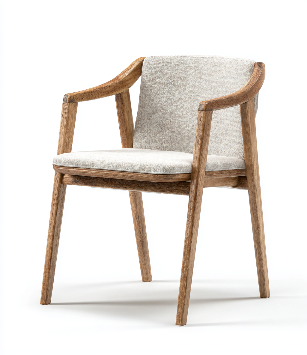 chaise de salle à manger en bois avec accoudoirs rembourrés