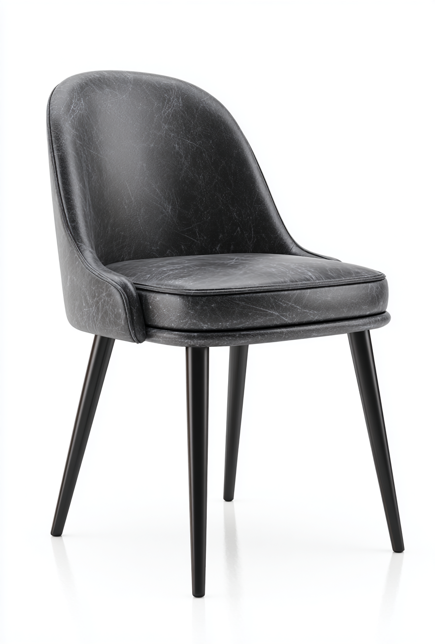 Chaise de salle à manger moderne en similicuir noir mat