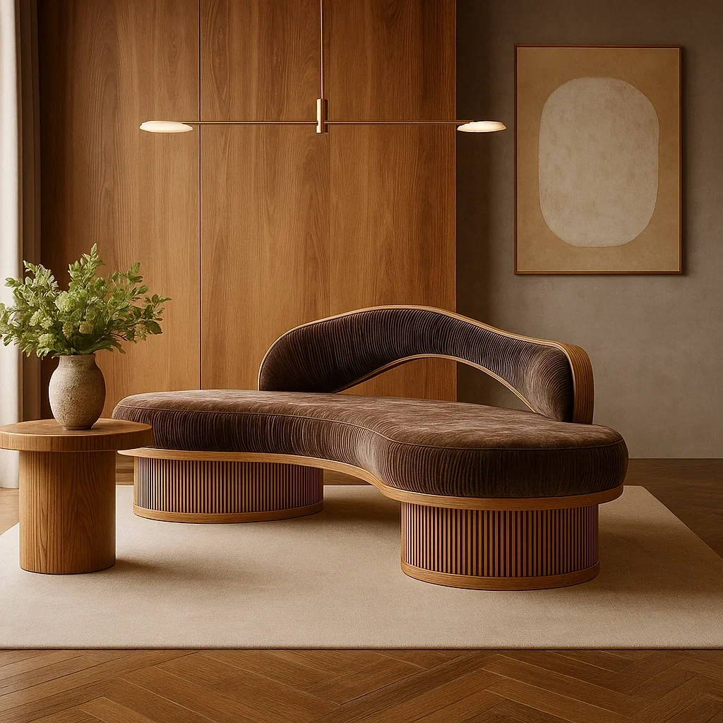 banc design courbé avec dossier