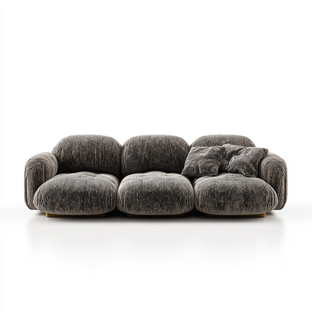 Grand canapé gris foncé avec accoudoirs surdimensionnés