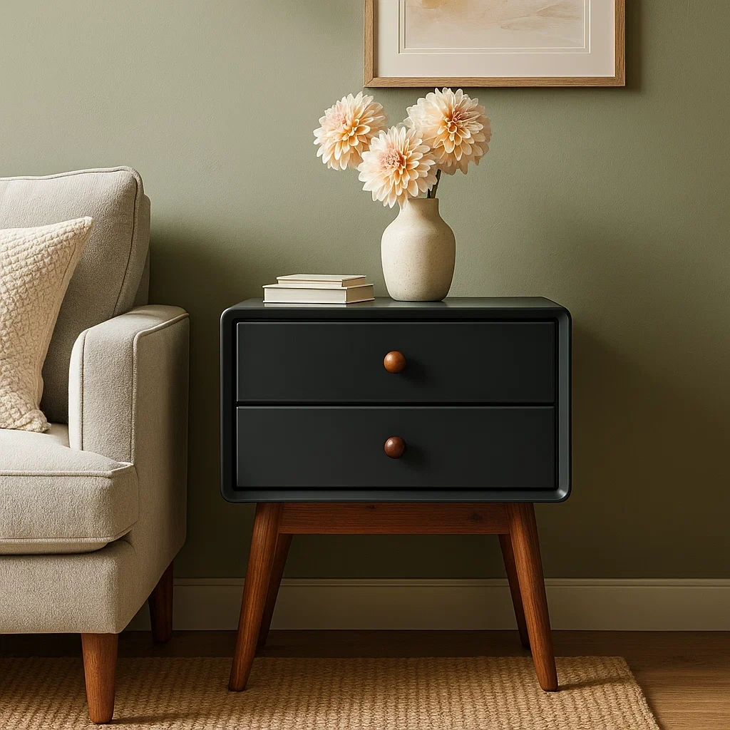 Table de chevet moderne avec deux tiroirs