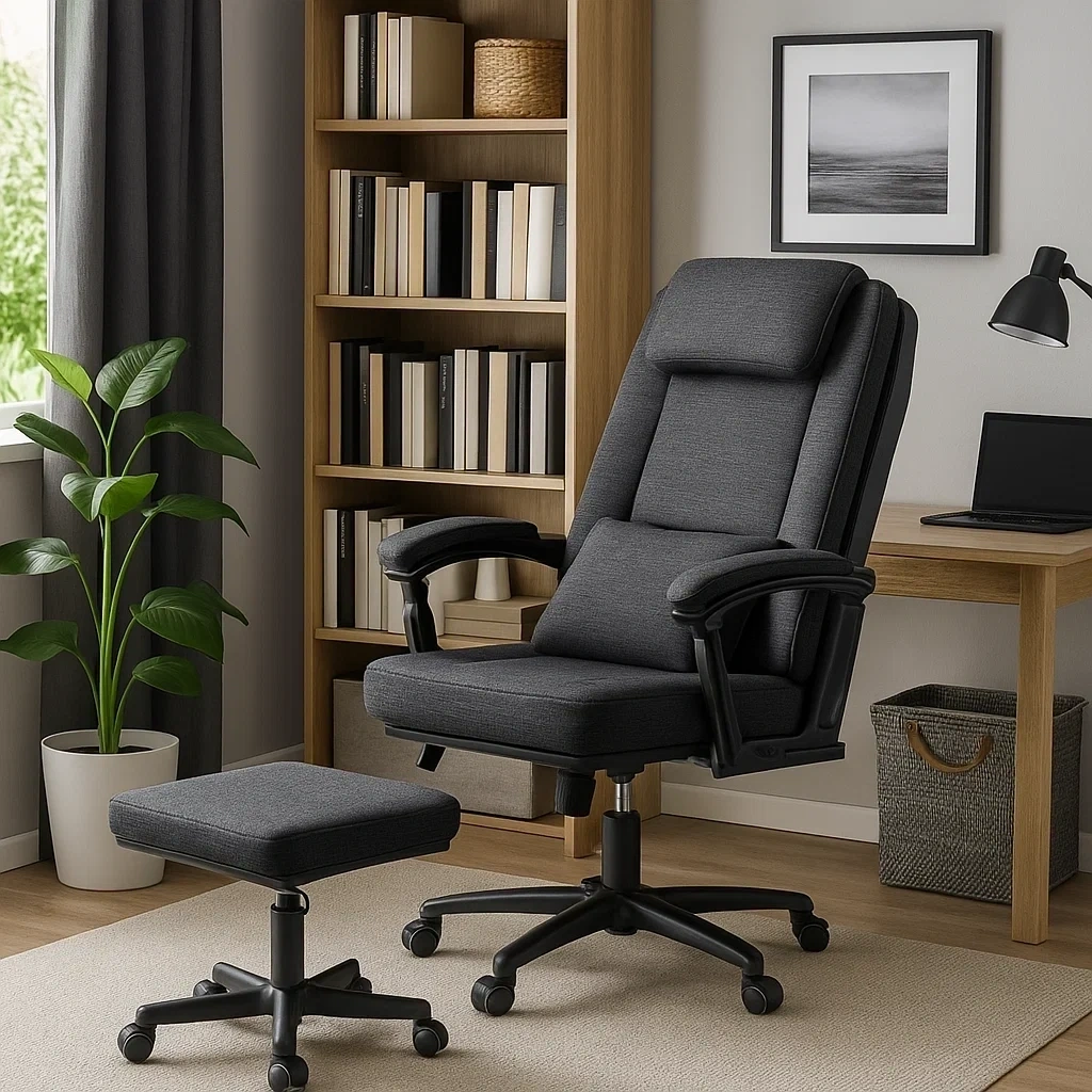 Chaise de bureau ergonomique inclinable avec repose-pieds séparé