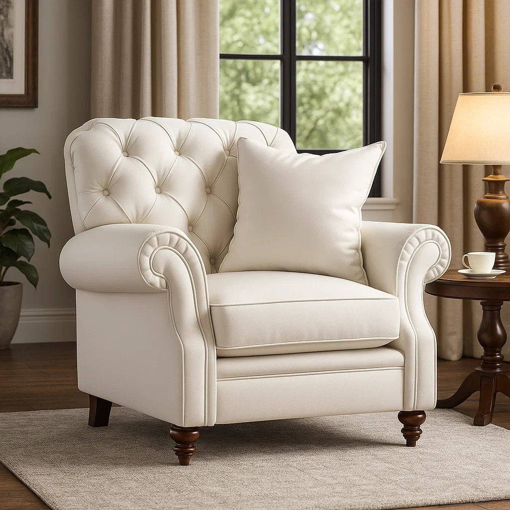 Fauteuil blanc avec coussin blanc