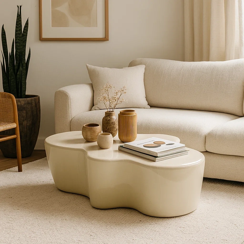 Table basse irrégulière en céramique émaillée