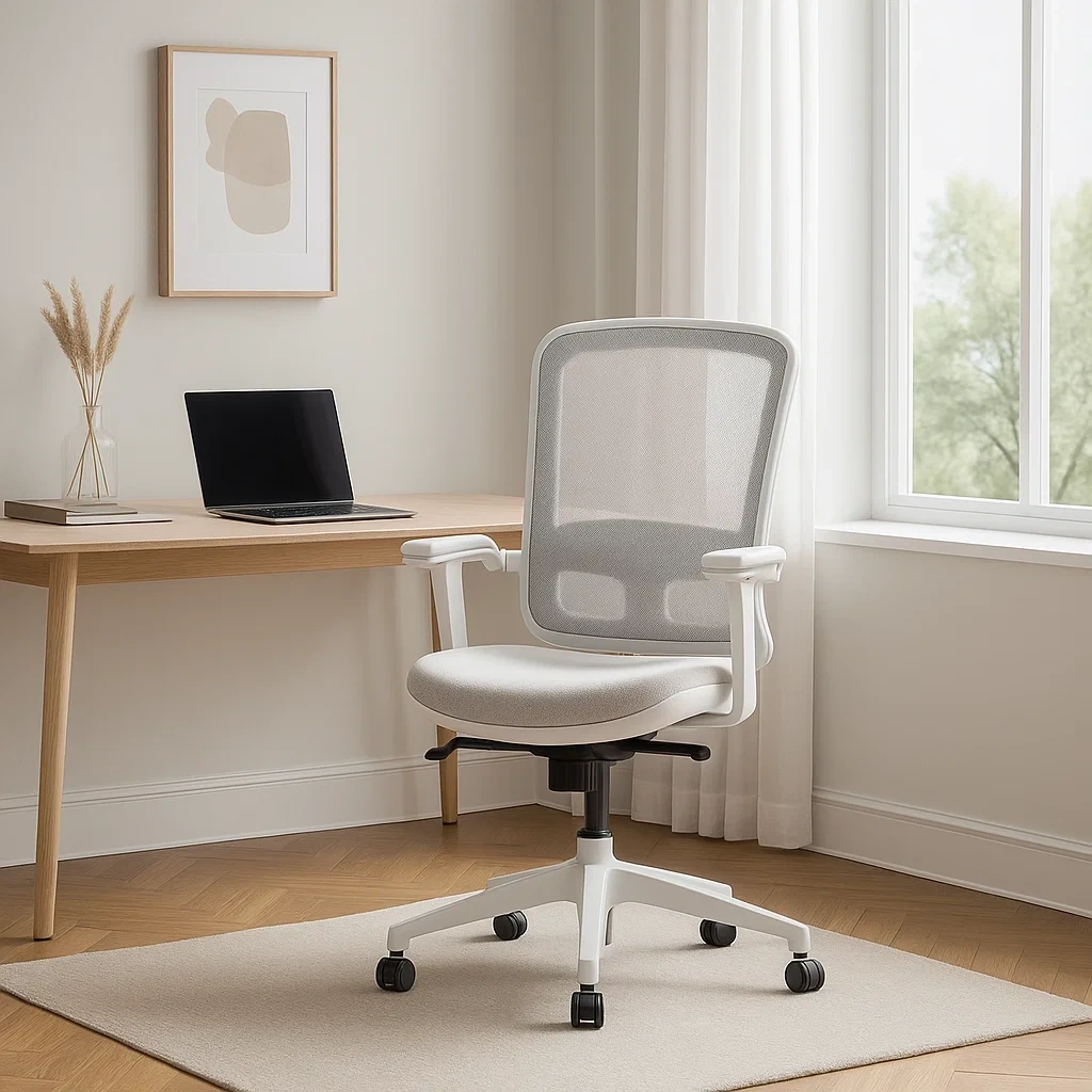 Chaise de bureau ergonomique minimaliste en maille avec accoudoirs réglables