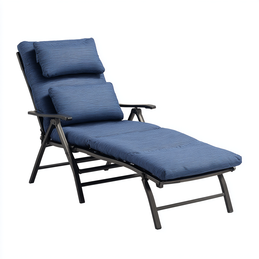 Chaise longue pliante avec coussins rembourrés multi-positions