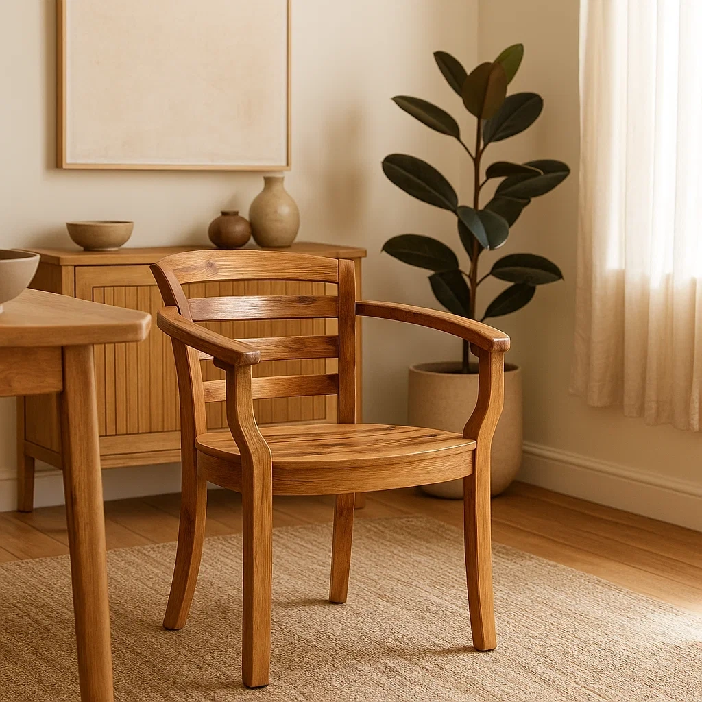 chaise de salle à manger en bois avec accoudoirs