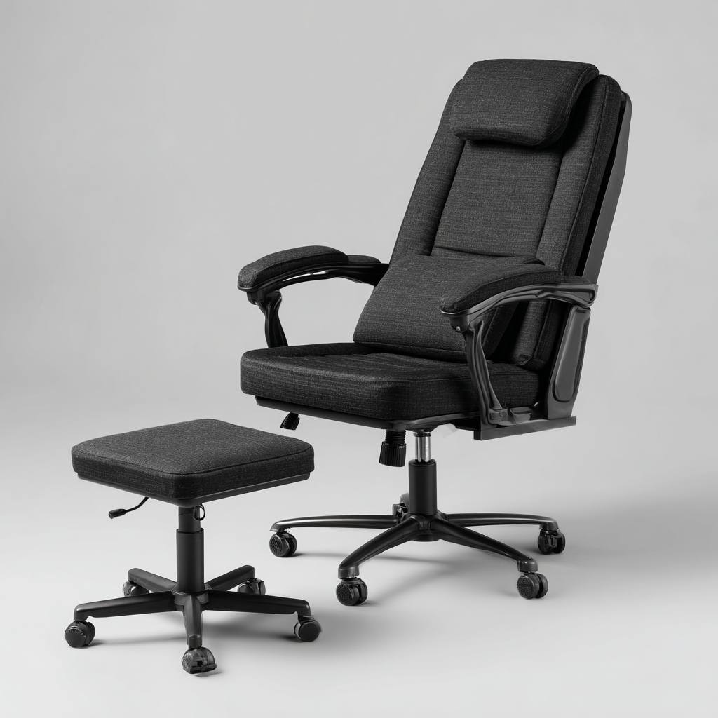 Chaise de bureau ergonomique inclinable avec repose-pieds séparé