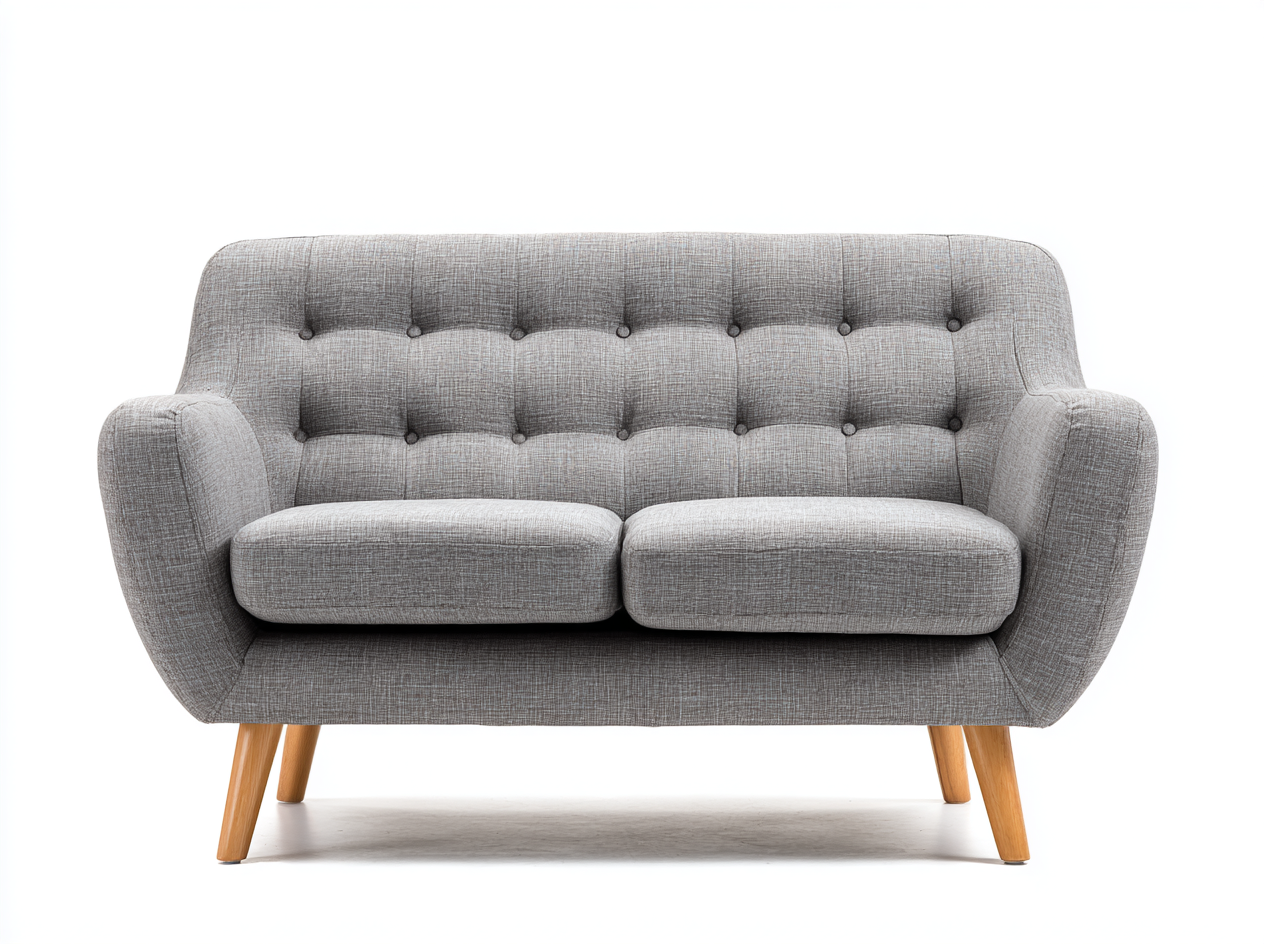 Canapé deux places en tissu avec pieds en bois