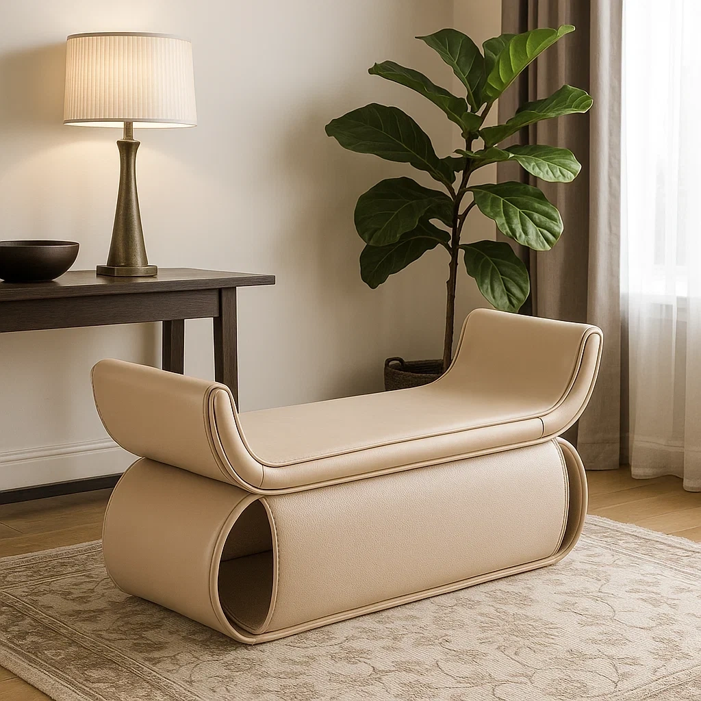 banc en cuir avec rangement intégré