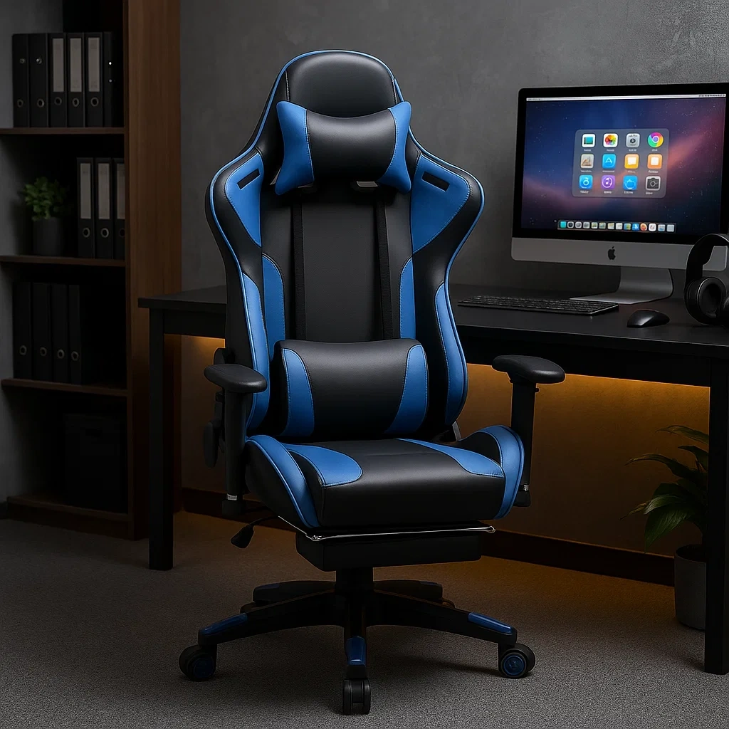 Chaise de bureau gaming ergonomique avec repose-pieds