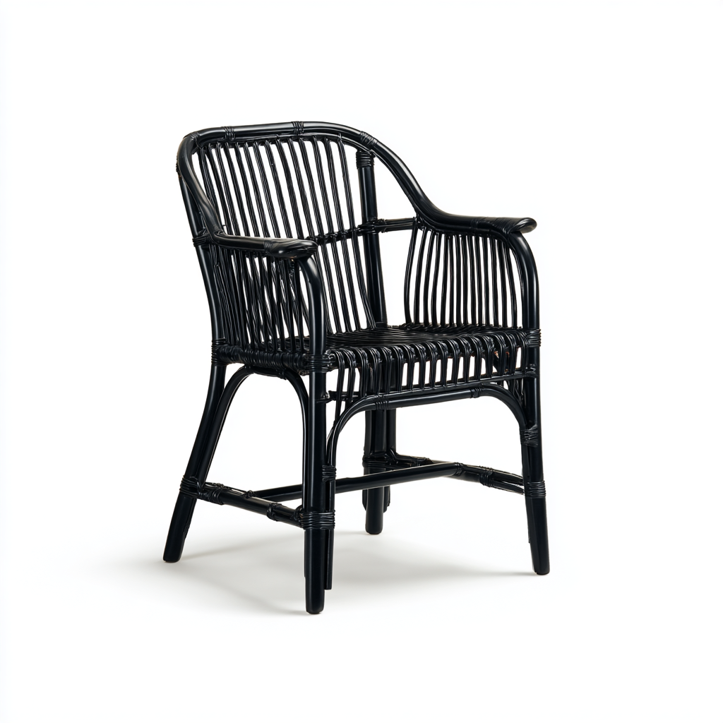chaise de salle à manger en rotin avec accoudoirs