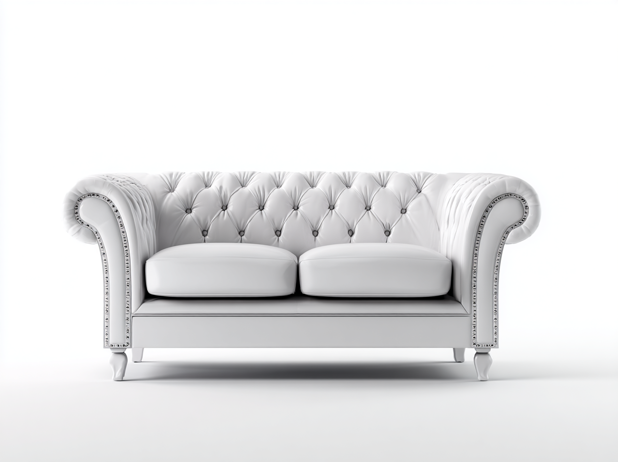 Canapé en cuir blanc avec boutons