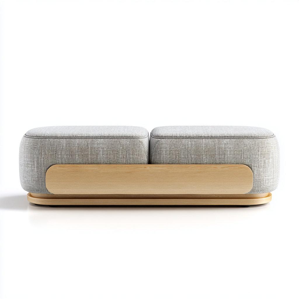 Banc double assise avec base en bois