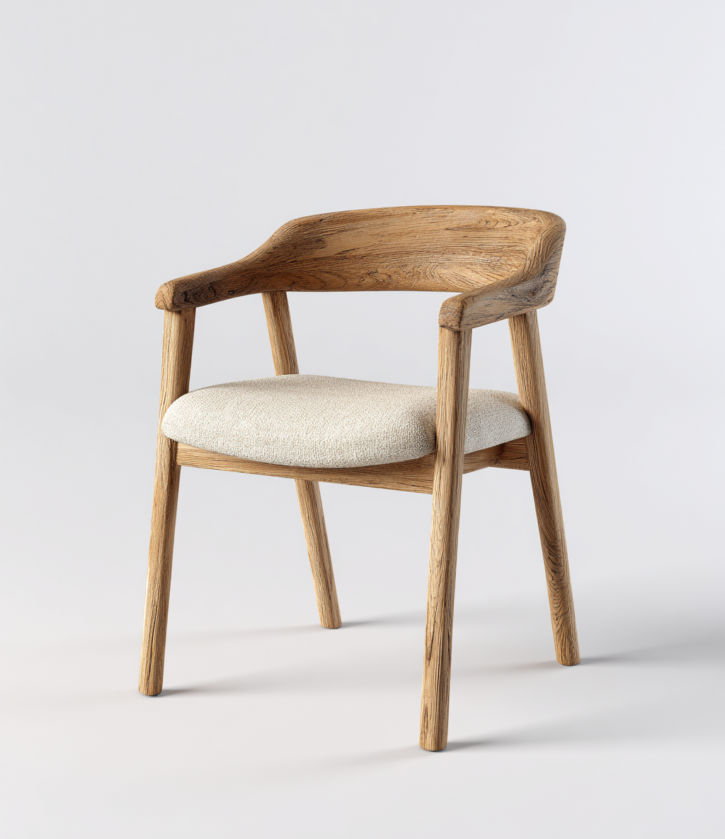 chaise de salle à manger moderne en bois massif avec assise en tissu