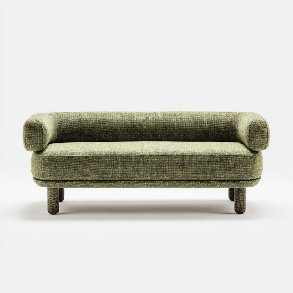 Banc moderne en tissu avec accoudoirs