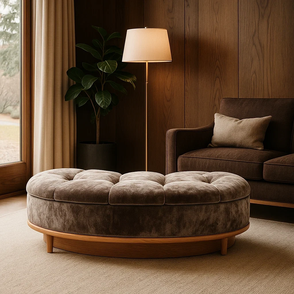 banc rond rembourré capitonné