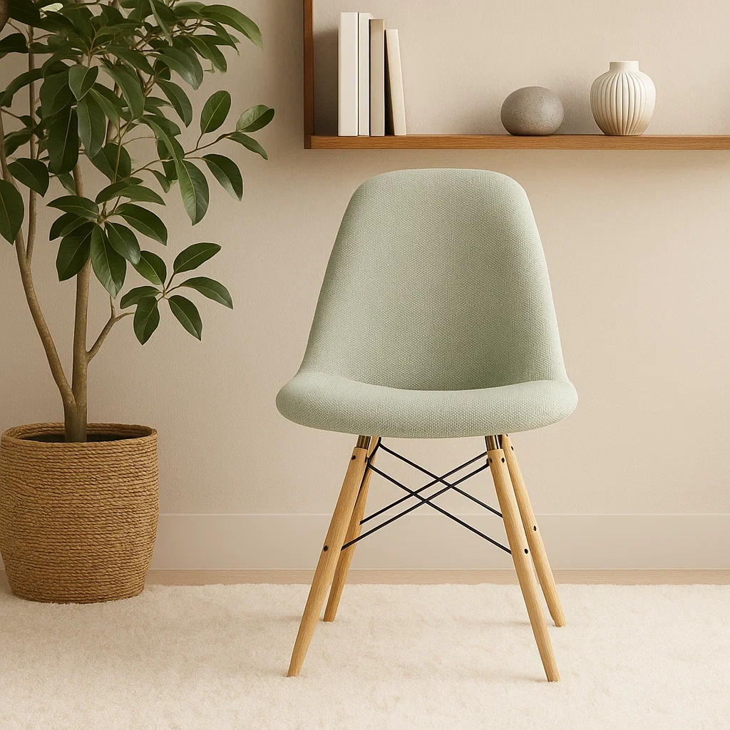 chaise de salle à manger en tissu et bois