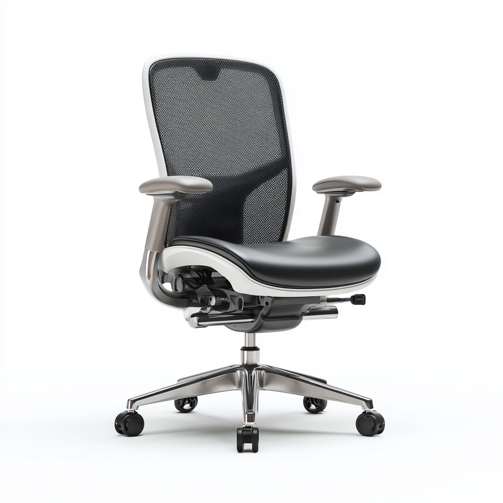 Chaise de bureau ergonomique moderne avec dossier en maille et assise rembourrée noire