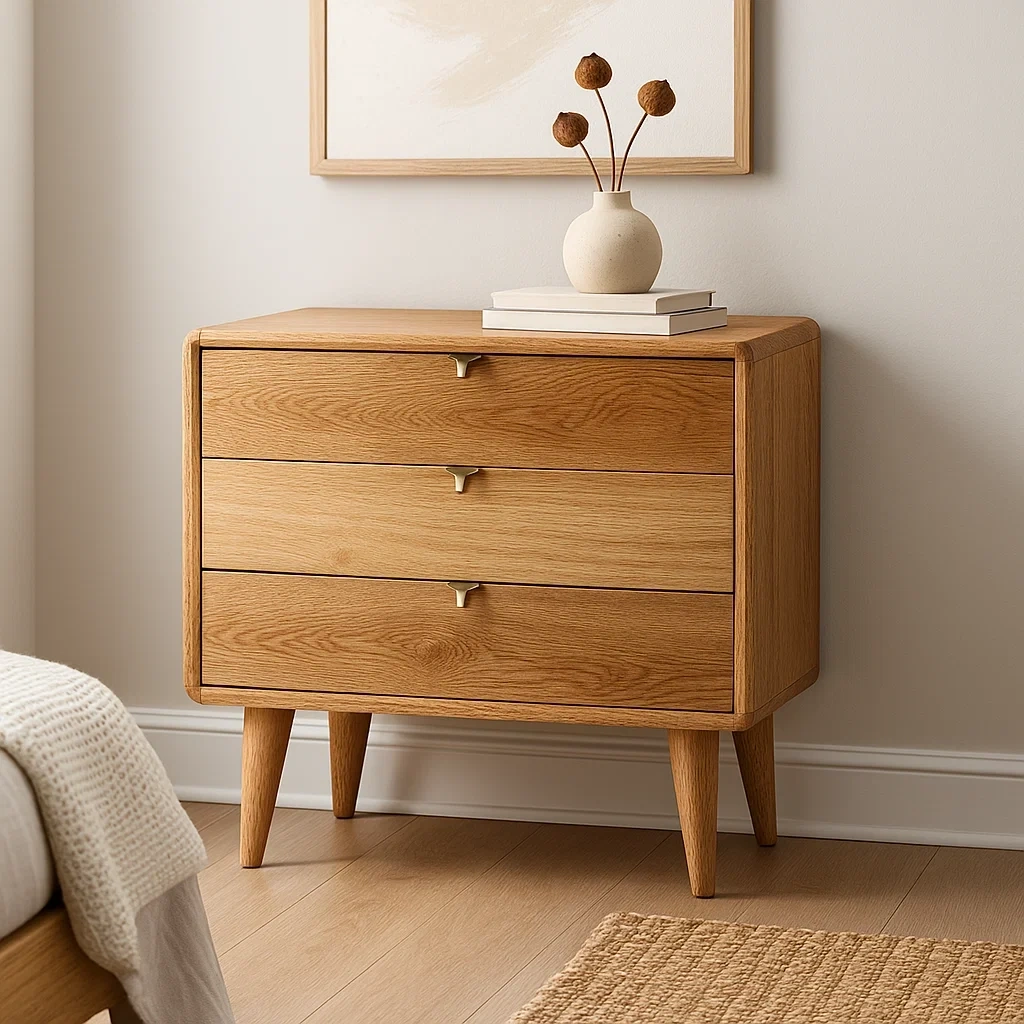 Commode moderne en chêne à trois tiroirs