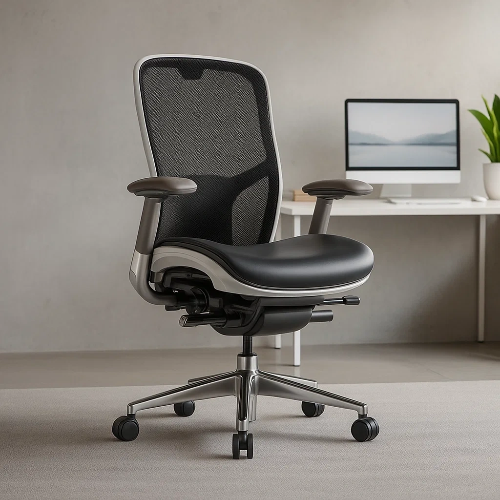 Chaise de bureau ergonomique moderne avec dossier en maille et assise rembourrée noire