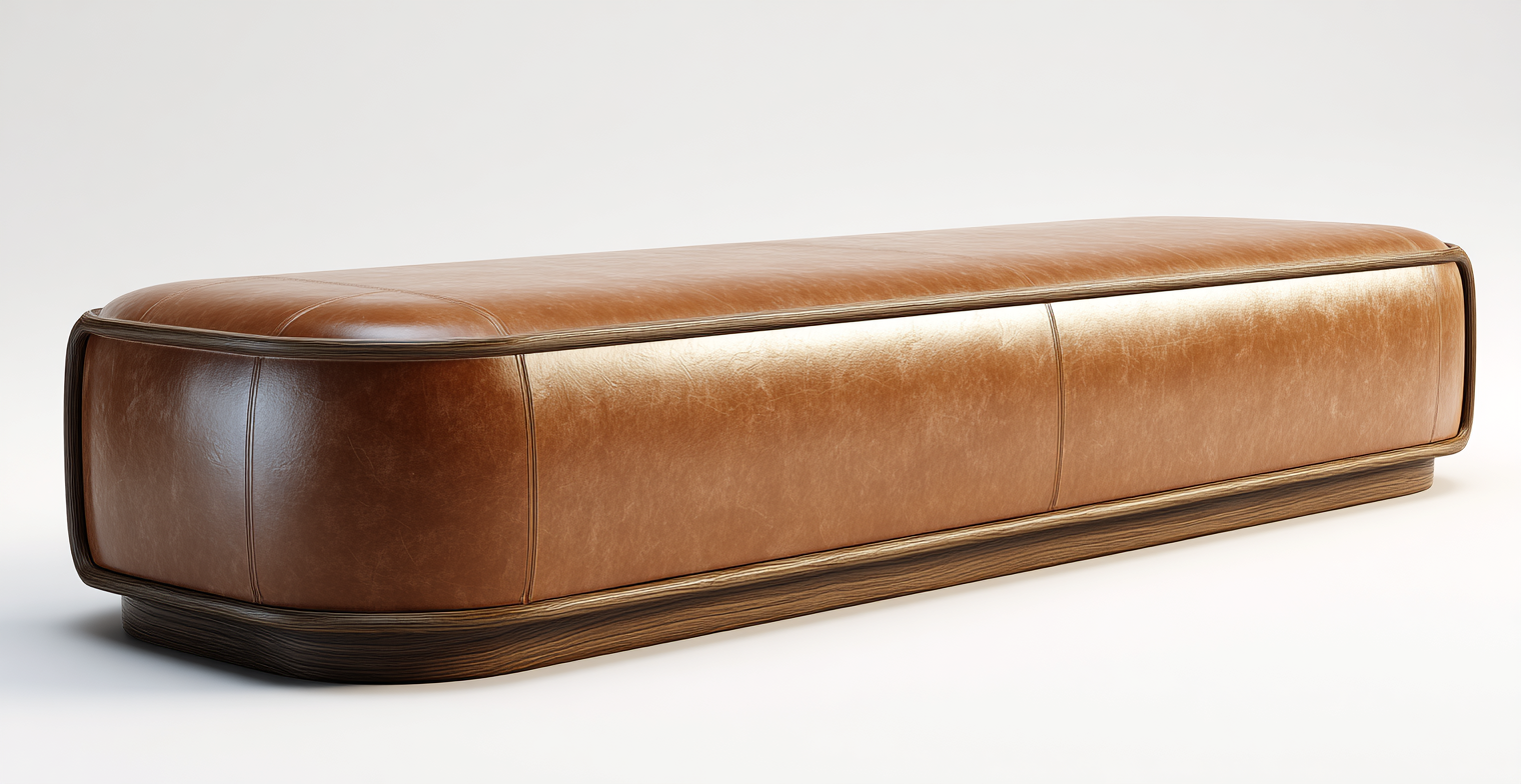 Banc rectangulaire rembourré avec bords arrondis