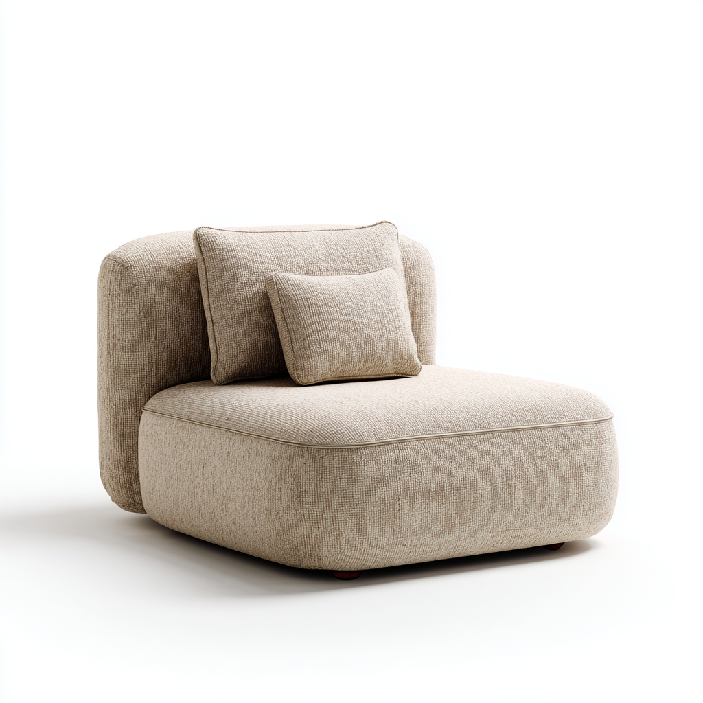 Chaise longue en tissu beige sans accoudoirs