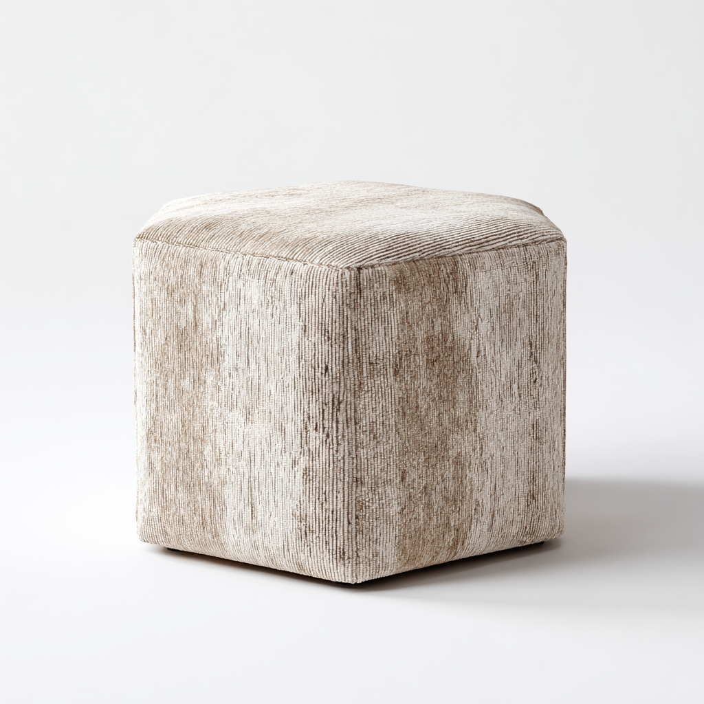 Tabouret hexagonal en tissu chenille moderne