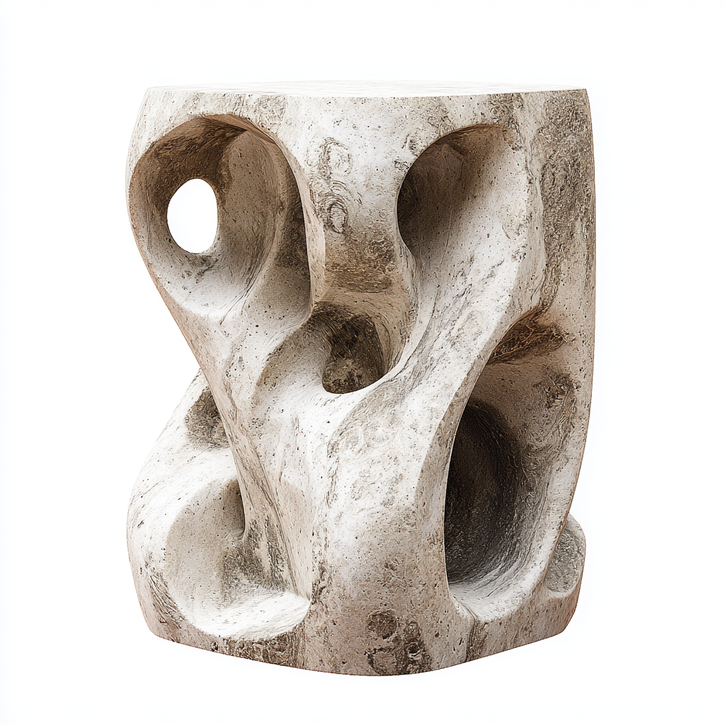 Table d’appoint sculpturale en pierre naturelle