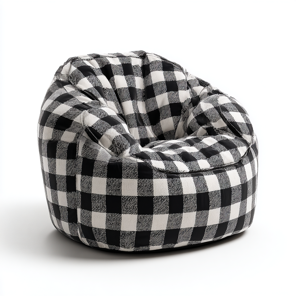 fauteuil poire en tissu à carreaux