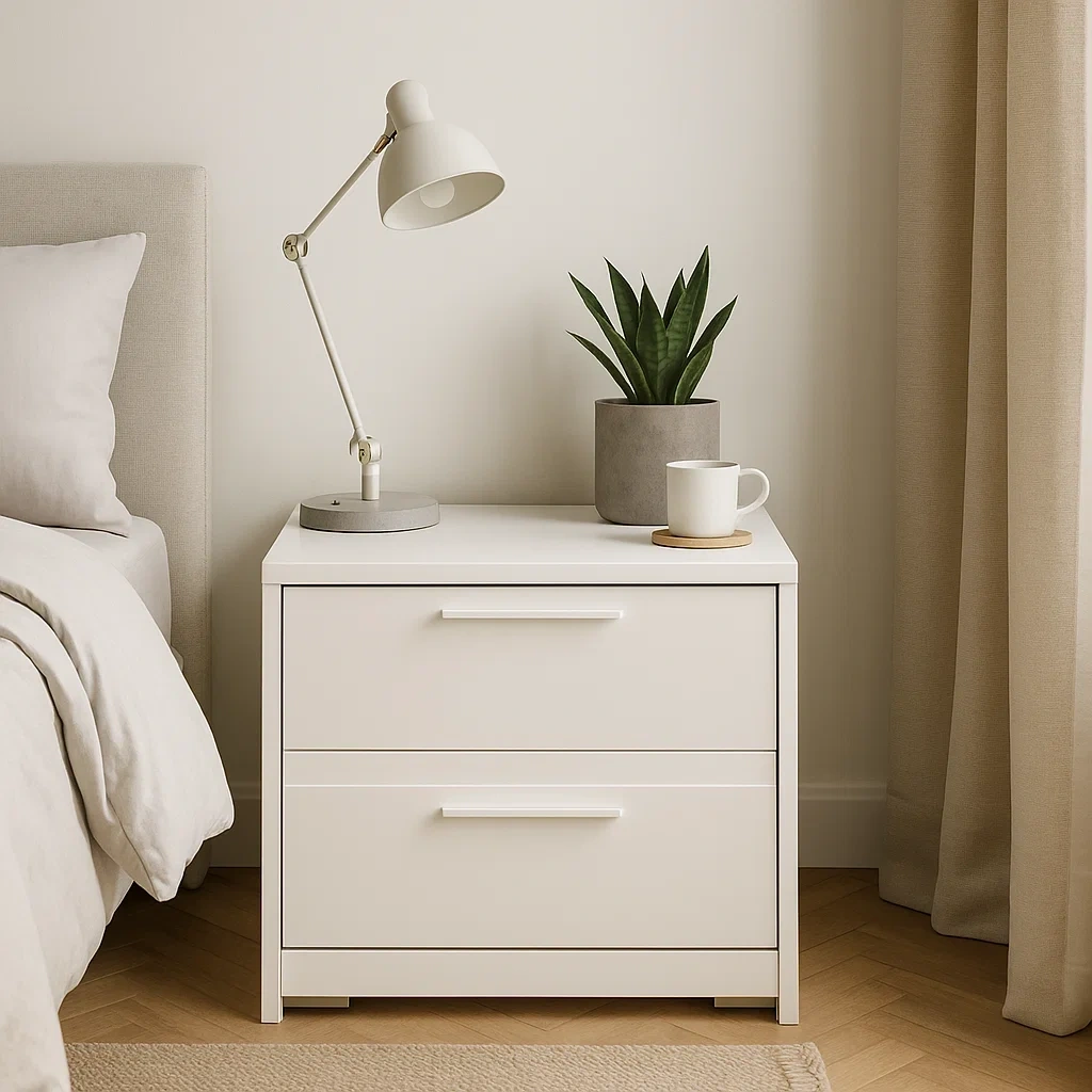 Table de chevet moderne avec deux tiroirs