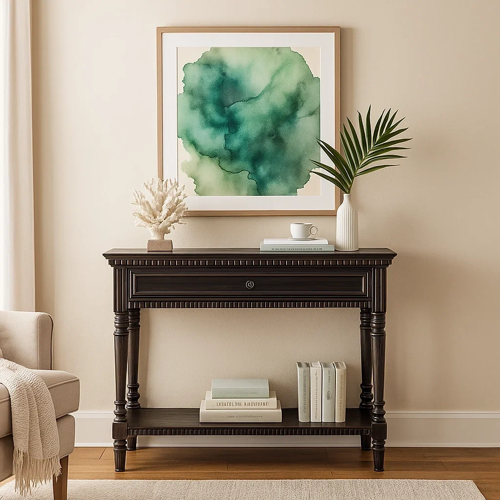 Console classique avec tiroir et étagère inférieure