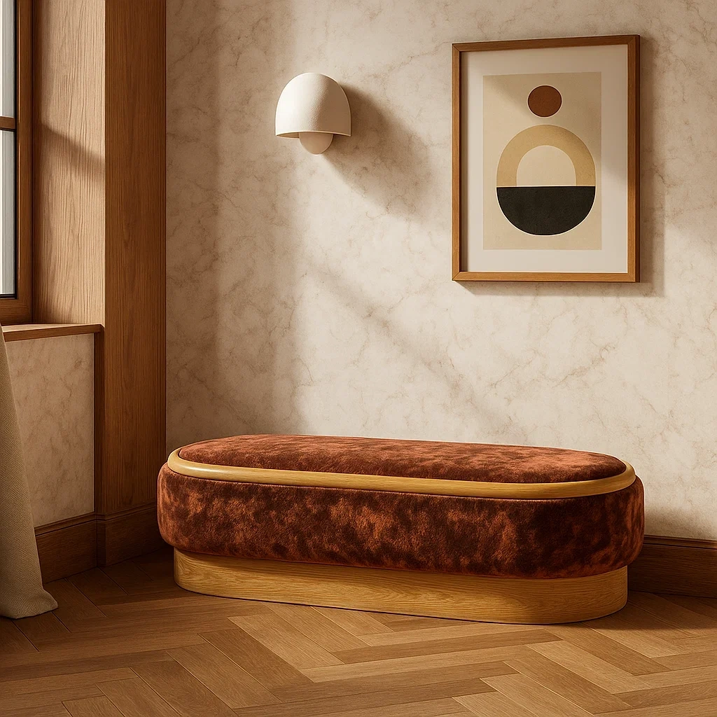 banc ovale rembourré moderne