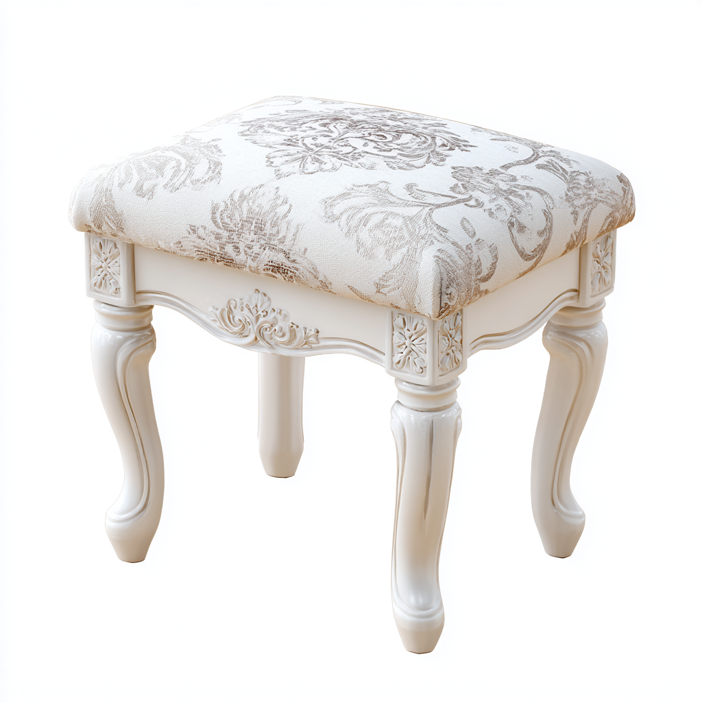 Tabouret rétro français avec coussin rembourré