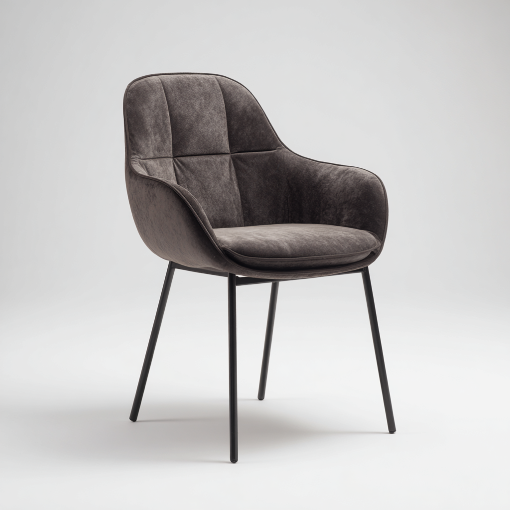 chaise de salle à manger avec accoudoirs en tissu et pieds en métal