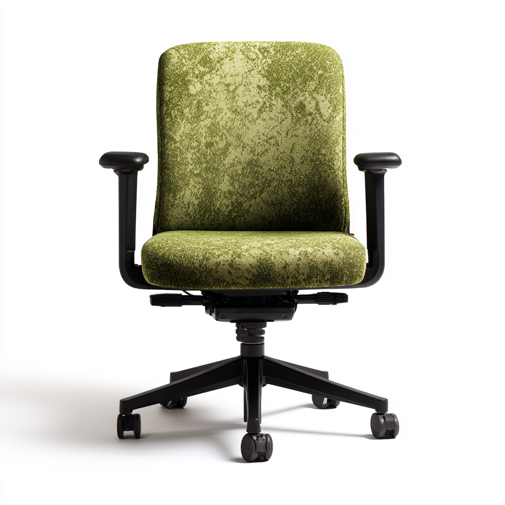 Chaise de bureau ergonomique en tissu vert avec accoudoirs réglables
