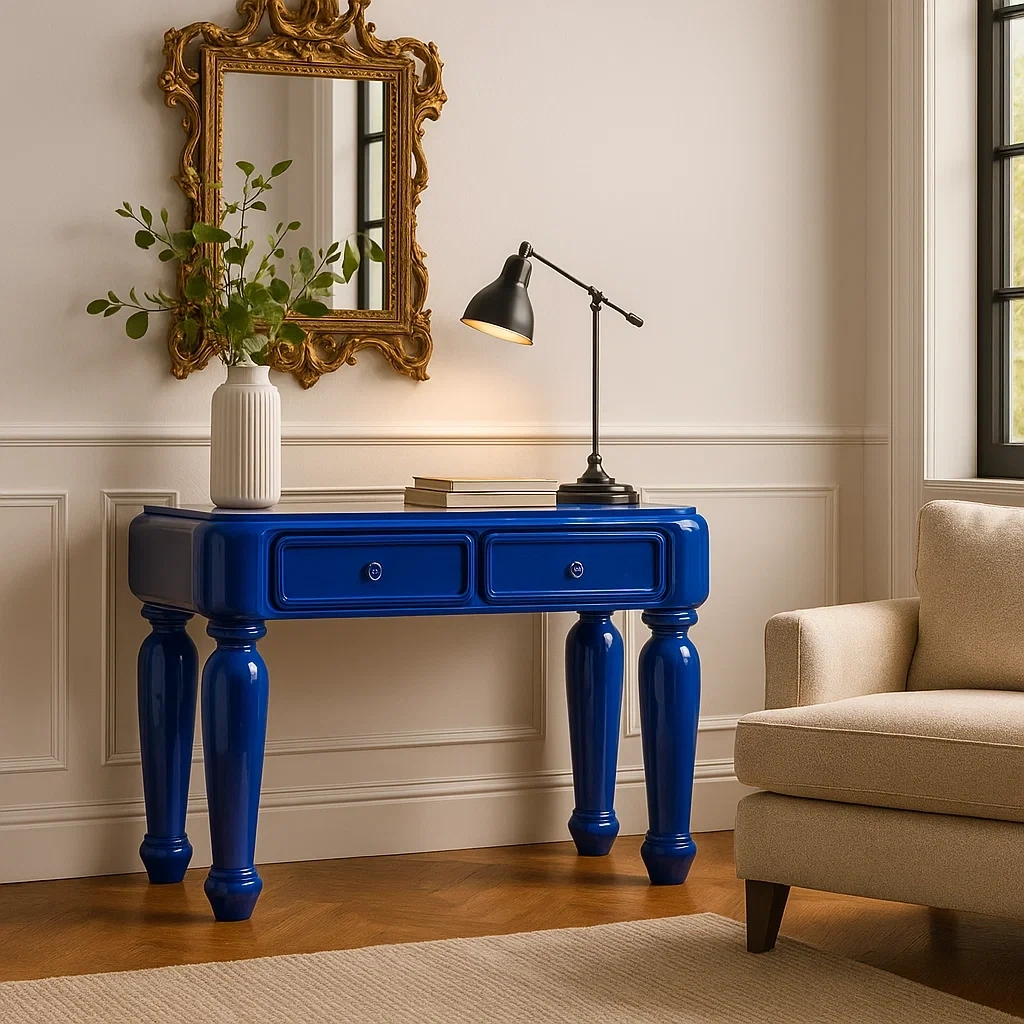 Table console laquée avec deux tiroirs