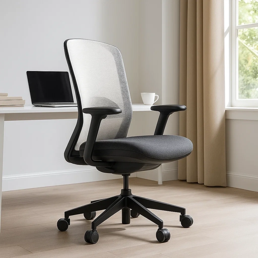 Chaise de bureau ergonomique en maille respirante avec accoudoirs