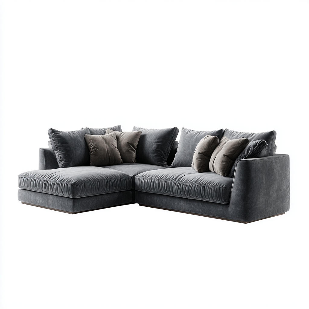 Canapé modulaire d'angle avec accoudoirs en tissu gris foncé