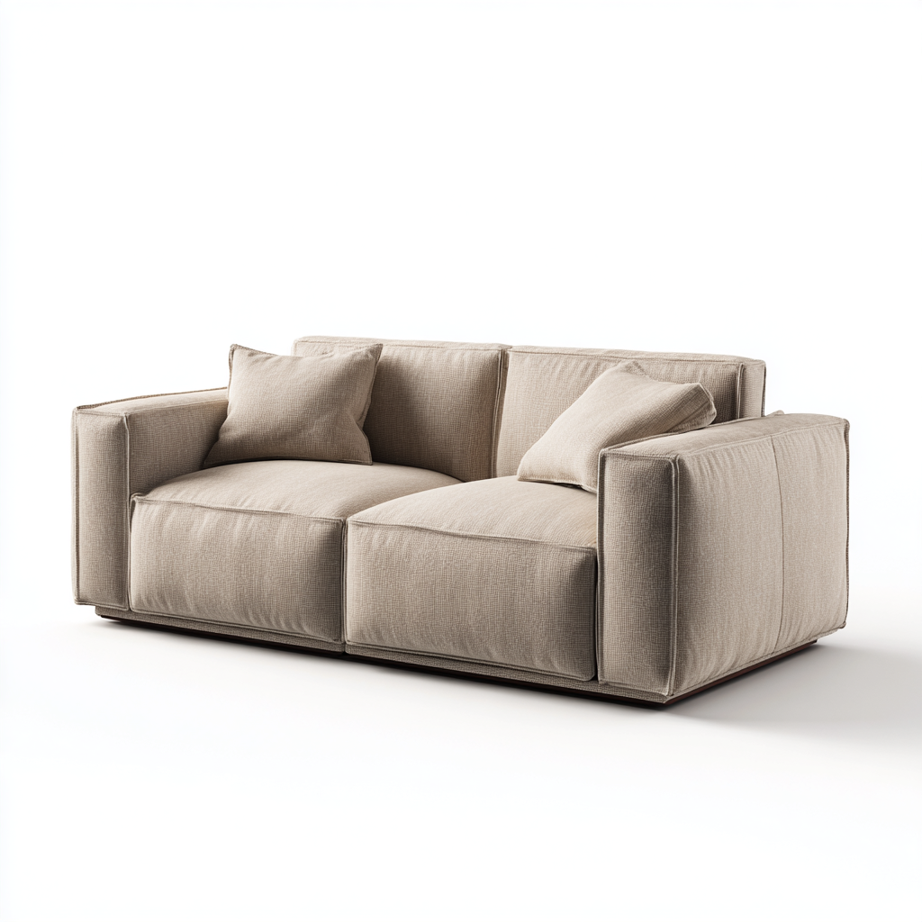 Canapé modulaire beige avec accoudoirs