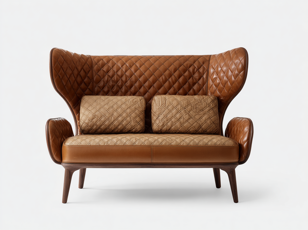 Canapé à dossier haut avec cuir surdimensionné