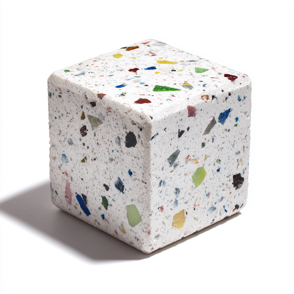 Table basse cubique en terrazzo coloré