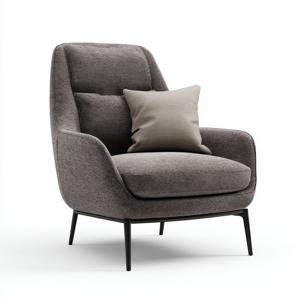 Fauteuil lounge moderne en tissu avec coussin d’appoint