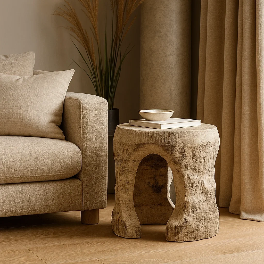 Table d appoint en pierre sculptée rustique