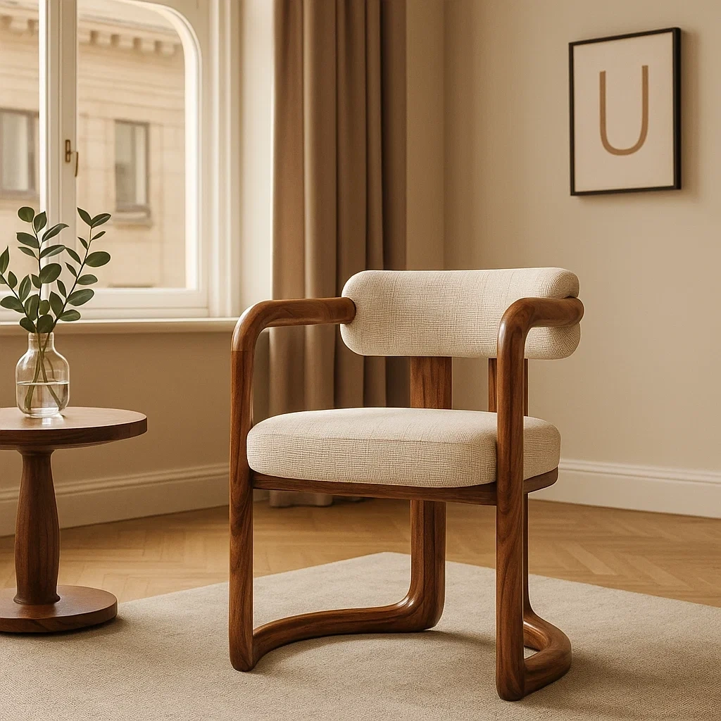 chaise de salle à manger avec accoudoirs en bois