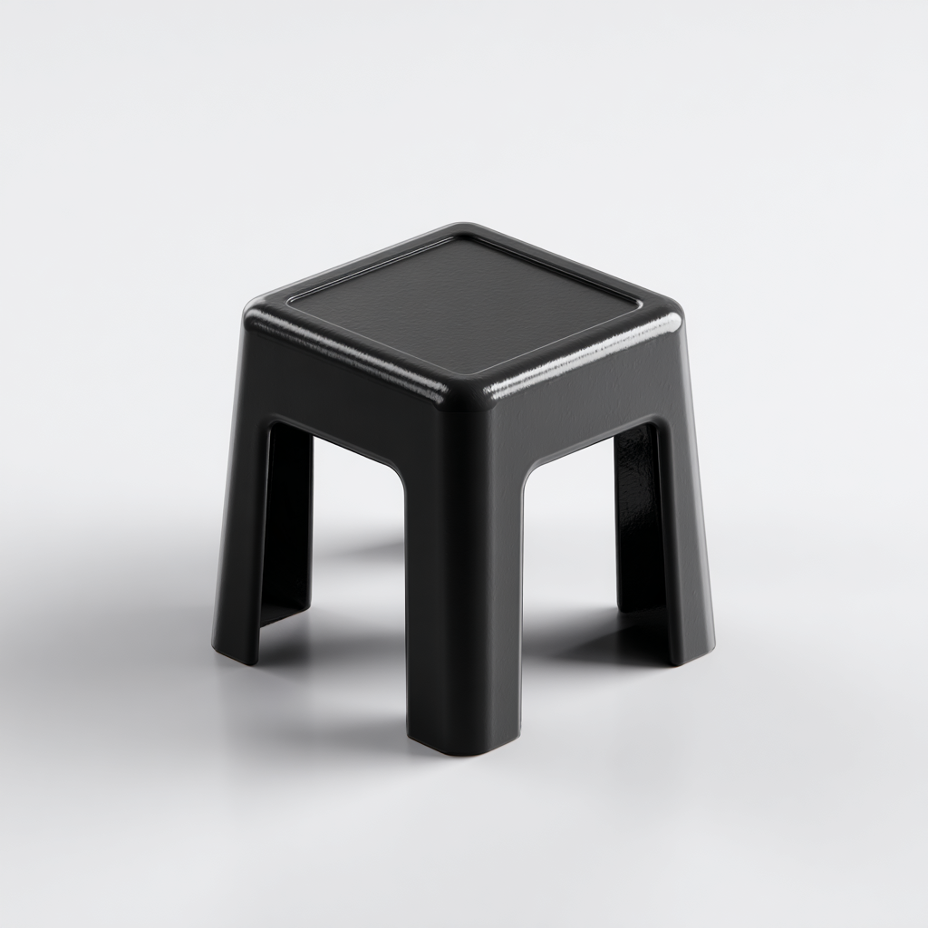 Tabouret carré en plastique noir simple et pratique
