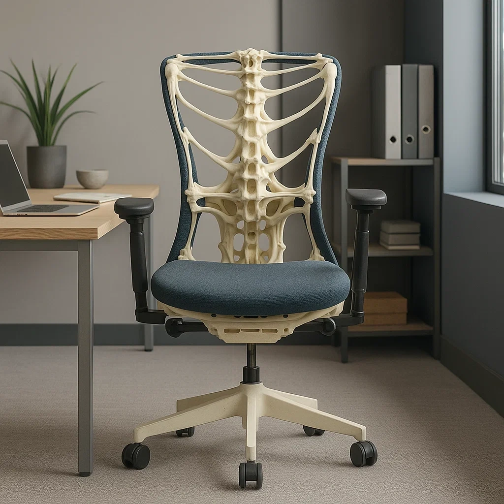 Chaise de bureau ergonomique design avec dossier biomimétique