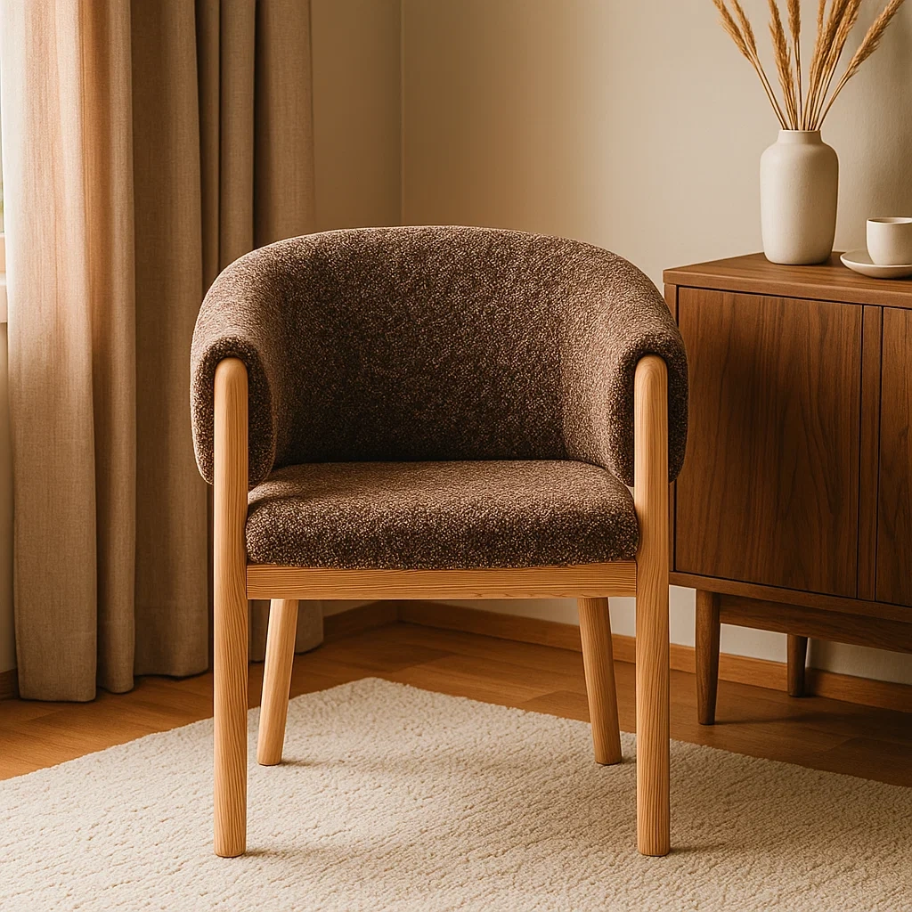 chaise de salle à manger en tissu et bois clair