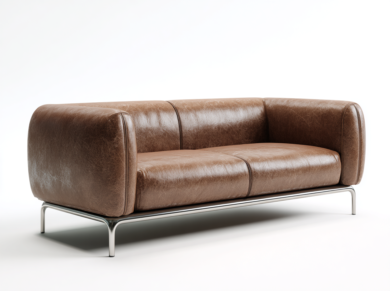 Canapé moderne en cuir avec accoudoirs et dossier