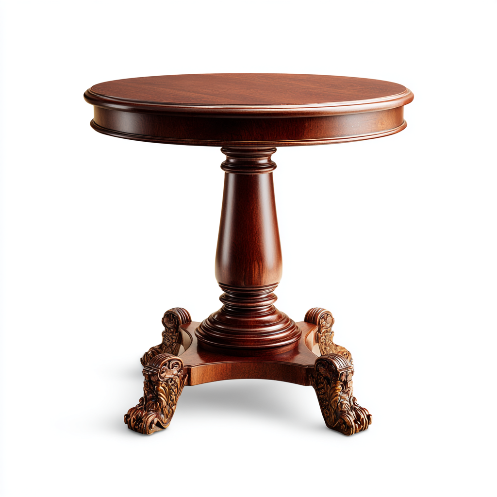 Table dappoint ronde en acajou sculpté